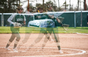 Determination and resilience are common traits for S&amp;T students. In a year unlike any other, Miners adjusted to limited in-person gatherings and a disrupted athletic season. As shown in this multiple exposure photograph, Bryn Wooldridge pitched for six innings and allowed just four hits, picking up the win for S&amp;T in the second game of a double-header against William Jewell. The sophomore from Salisbury, Mo., plans to major in architectural engineering.